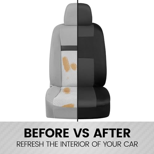 BDK PolyPro 2-Pack Front Car Seat Covers Set in Charcoal/Black - Front Seat Covers for Cars Trucks Vans SUVs Sedans, Easy to Install Front Car Seat Cover Protection, Universal Fit Car Accessories - color: Charcoal Gray
