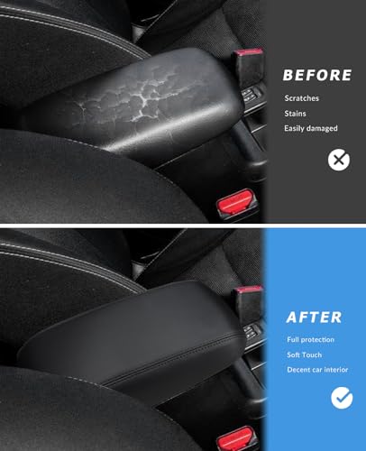 INTGET Car Center Console Armrest Cover for Subaru Crosstrek Accessories 2012 2013 2014 2015 2016 2017 Impreza 2012-2016 Leather Arm Rest Box Lid Middle Console Cover (Black Stitches, 2012-2017) - color: Black Stitches