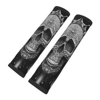 Gothic Black Skull 2 PCS Car Seat Belt Pad Cover for Adults, Suitable for Car Seat Belt Backpack Shoulder Bag - color: Gothic Black Skull 2