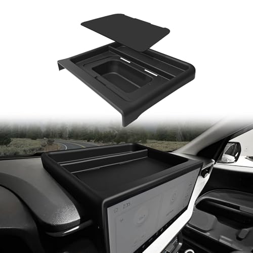 Muslogy Dashboard Storage Organizer Compatible with 2025 2026 Ford Maverick Accessories Center Console Insert with Magnetic Lid Hidden Panel Secret Compartment Fits 2025 2026 Maverick Behind Screen - size: Dashboard Storage Organizer (2025)