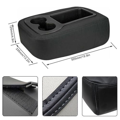 Armrest Console Jump Leather Seat Cover Compatible with Chevy Silverado GMC Yukon Sierra 2007 2008 2009 2010 2011 2012 2013 2014 (Leather Part Only) Leather Center Console Cover - color: Armrest Console Jump Cover