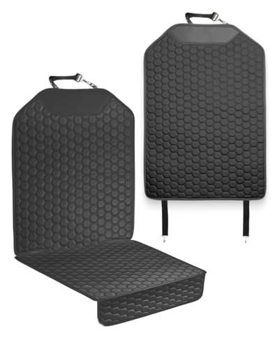 Owleys Set Seat Back Organizer & Car Seat Protector Hexy Waterproof & Non-Slip Protector for Child Car Cushion for Leather and Fabric Seats (Black Set 2) - color: Black Set 2