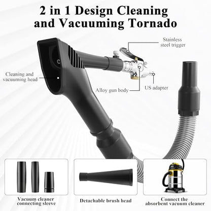 GOCCIDA 2IN1 Car Interior Detailing Air Blow Gun & vacunm Gun with Adjustable Air Flow Nozzle,Cleaning Gun Quickly Blasts Dirt and Dust from Surface Works with Air Compressor(Upgrade Rotate Tube) - color: silver