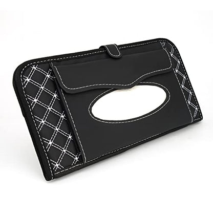 Car CD Holder Storage Case, Car Truck SUV Visor Organizer with Free Napkins, Personal Belonging and Registration, Document, Ticket Storage Pouch and 14 Pocket CD