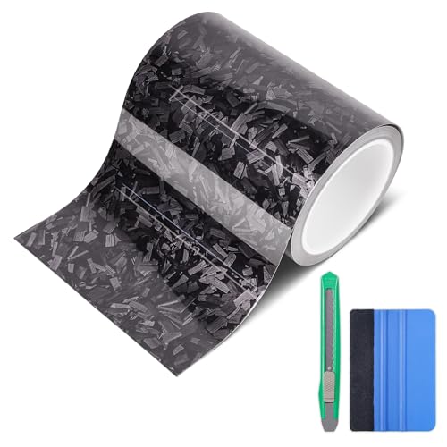 Lypumso Gloss Forged Carbon Fiber Vinyl Wrap Tape 6" x 20ft - with Tool Kit for Chrome Delete, Door Sill Protector, Car Trim Blackout DIY Auto Detailing (Grey) - color: Grey, size: 6inch x 20ft
