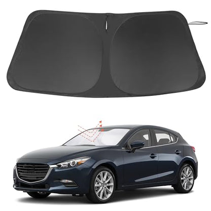 Windshield Sun Shade Custom Fit for 2014 2015 2016 2017 2018 Mazda 3 Accessories Foldable Sunshade Sun Blocker Protect Car from Sun Rays & Heat Damage Keep Car Cooler - size: Fit Mazda 3 2014-2018
