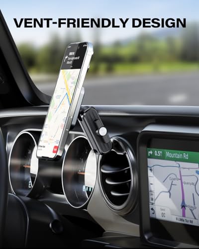 OQTIQ Car Phone Holder for Jeep Wrangler JL 2018–2023 & Gladiator JT 2020–2023 [5000Gs Magnetic Vent Mount], Heavy-Duty, 360° Adjustable, Compatible with iPhone 12–17, Samsung Galaxy, Pixel