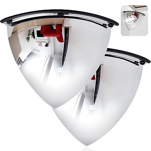 Suzile 2 Pieces 18 Inch Acrylic Quarter Dome Mirror Convex Corner Safety Mirror High Viewing Angle Blindspot for Wall Warehouses Offices Retail Stores Parking Garages - size: 18 Inch