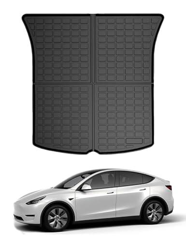 All Weather Rear Cargo Liners Trunk Tray Mats Protector Custom Compatible with 2020-2023 2024 2025 Model Y 5-Seats（Not for Juniper），3D Waterproof Durable Odorless Flexible Black TPO Accessories - size: Model Y cargo mat
