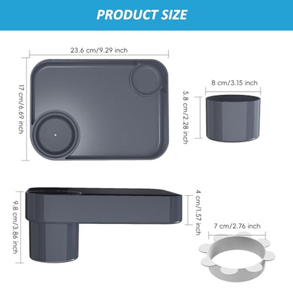 Kids Car Travel Tray Square for Car Snacks Tray, Car Seat Tray with Cup Holders for Stroller Snack Tray Travel Must Haves (Dark Gray) - color: Dark Gray