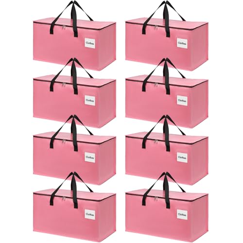 8 Pack Extra Large Heavy Duty Moving Bags with Reinforced Zipper & Wide Carrying Handles, Bright Red Large Capacity Storage Totes for Whole House Packing, Dorm Moves & Event Organization, Pink - color: Pink-8