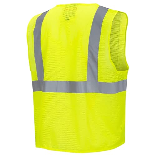 Pioneer Hi Vis Mesh Safety Vest for Men & Women - Reflective Tape - Class 2 - Traffic, Public Safety, Security - Yellow/Green - color: Yellow/Green, size: Medium