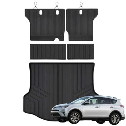 Cargo Mat for 2013-2017 2018 Toyota RAV4 & Backrest Mat,TPE All Weather Protection Car Trunk Mat Covering The Backrest Mat with Velcro Fastener Accessories,Black - size: For 2013-2018 RAV4 Cargo Mat