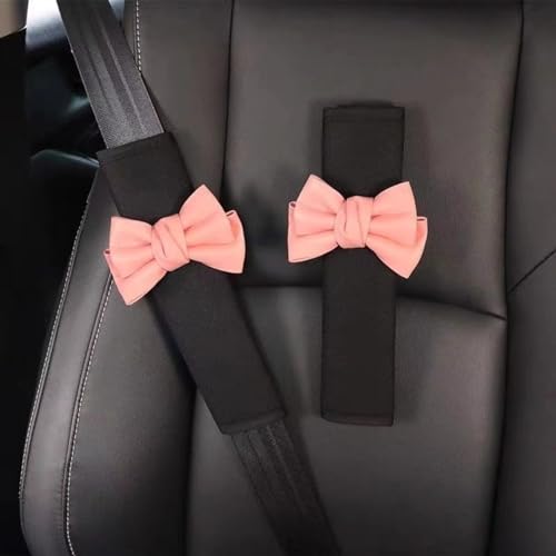 2 Pack Car Seat Belt Covers with Cute Bow,Leather Seat Belt Cover Pad,Seatbelt Shoulder Strap Pads Covers for Shoulder Protector for Adults Kids,Car Seat Belt Cover Pad,Seat Belt Cushion,Pink - color: Pink, size: 2PCS