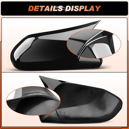ACLONG Glossy Black Mirror Covers Fit for Toyota Camry 2018-2025 – Ox Horn Design, Driver & Passenger Side Rearview Cap Replacement (1 Pair) - size: Fit for Camry 2018-2025-Ox Horn-Glossy Black