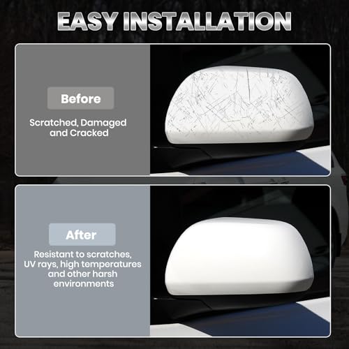 Compatible with 2012-2020 Toyota Sienna Left Side Mirror Cover Cap, White Driver Side Clip-on Mirror Cap Replacement Without Turn Signal Light Replaces for 87945-08021-A1 - color: Left White