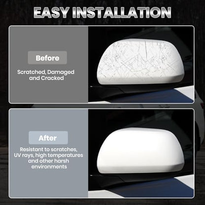Compatible with 2012-2020 Toyota Sienna Left Side Mirror Cover Cap, White Driver Side Clip-on Mirror Cap Replacement Without Turn Signal Light Replaces for 87945-08021-A1 - color: Left White