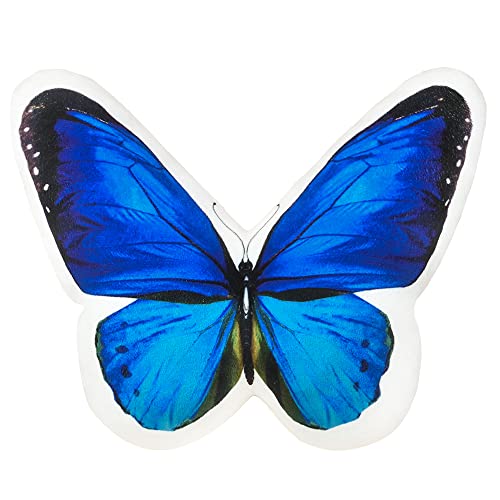 JWH 3D Butterfly Pillow Decorative Plush Throw Pillow Colorful Animal Print Cushion with PP Cotton Filling for Bed Couch Living Room Bedroom Farmhouse 13x15 Inch Blue - color: Blue Butterfly