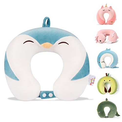 Niuniu Daddy Travel Neck Pillow - Pure Memory Foam Neck Support for Airplane, Car, Train Travel - Penguin Design for Kids 8+, Teens and Adults - color: Penguin, size: 9-12 Y/O