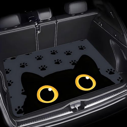Universal Car Trunk Mat 29" x 39", Cartoon Black Cat All Weather Trunk Protection Cargo Liner, Durable Cargo Mat Rear Trunk Liner, Stylish Vehicle Interior Accessories Suitable for Most Car Models - color: Cartoon Black Cat