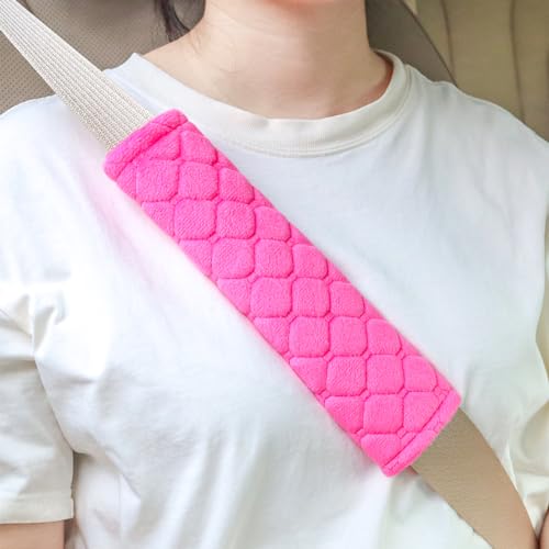 yuntop 2 PCS Car Seat Straps Shoulder Pads Soft Auto Seat Belt Cover Universal Safety Strap Cover Helps Protect Your Neck and Shoulders from Seat Belt Friction (Rose Red) - color: Rose Red