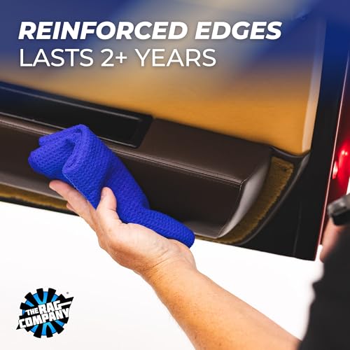 The Rag Company - Standard Waffle Weave Microfiber Towels (2-Pack) Detailing, Window, Glass and Drying, Wax & Polish, Lint-Free, Streak-Free, 370gsm, 16in x 24in, Royal Blue - color: Royal Blue, size: 16in x 24in