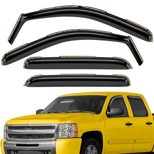 Extra Durable Window Deflectors In-Channel Window Visors Rain Guards Fit for Chevrolet (Chevy) Silverado 1500 2007-2013 Crew Cab,Sun Visors, Wind Vent for Shades, Exterior Car Accessories- 4pcs.AG0011 - color: For Chevy Silverado 07-13