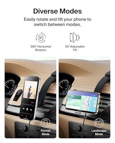 Belkin Wireless Car Charger, MagSafe Phone Holder & Car Dash Mount w/ 1M USB C Cable, Qi2 MagSafe Compatible Fast Charging iPhone Charger for iPhone 17, Galaxy S26, Pixel 10, Road Travelers, Black - style: Dash Mount
