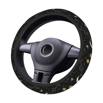 Stars Clouds Moon Steering Wheel Cover, Non-slip Breathable Neoprene Steering Wheel Covers, Women Car Accessories Universal 15 Inch Fit Auto, Suvs, Truck - color: Star Moon