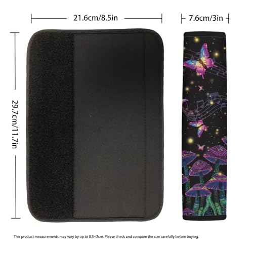 UNICEU Mushroom Butterfly Print Auto Seat Belt Cover Shoulder Pad for Most Vehicle SUV Truck 2Piece Set Car Accessory for Women - color: Mushroom Butterfly
