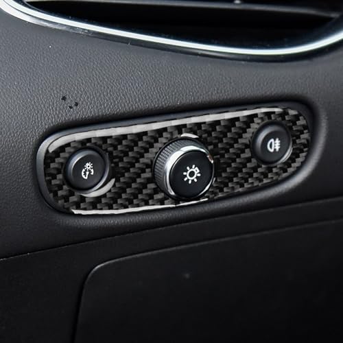 Black Carbon Fiber Compatible with Chevrolet/Chevy Malibu 2016 2017 2018 2019 2020 2021 2022 2023 2024 2025 Accessories Car Headlight Switch Dome Lamp Switch Cover Interior Trim Decal -B - color: Headlight Switch -B
