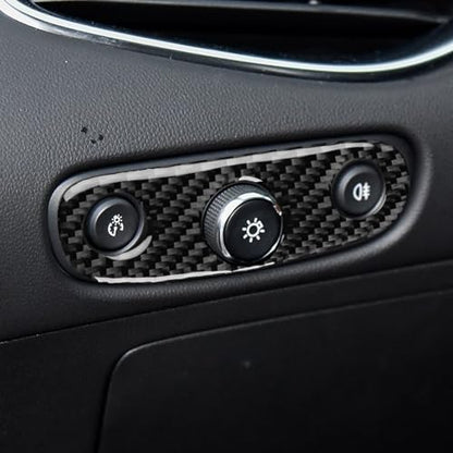 Black Carbon Fiber Compatible with Chevrolet/Chevy Malibu 2016 2017 2018 2019 2020 2021 2022 2023 2024 2025 Accessories Car Headlight Switch Dome Lamp Switch Cover Interior Trim Decal -B - color: Headlight Switch -B