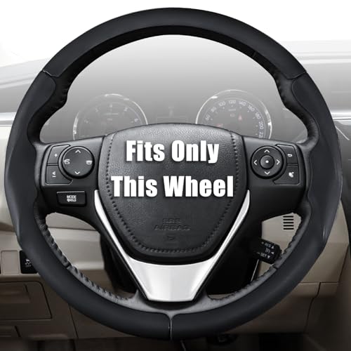 Aimato Customized Steering Wheel Cover for Toyota Corolla 2014-2019 / RAV4 2013-2018, Thin,Anti-Slip,Scratch-Resistant Exclusive Car Accessory for Toyota, Black - color: Black, size: For Corolla 2014-2019/RAV4 2013-2018