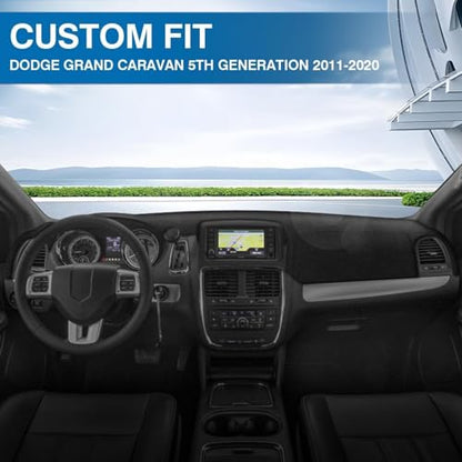 KUST Black Dash Cover for Dodge Grand Caravan 2011-2020(SE,SXT,GT)/Chrysler Town & Country 2011-2016 Polyester Dashboard Cover Non-Slip Center Console Dash Cover Accessories for Grand Caravan - size: Grand Caravan 11-20(black)