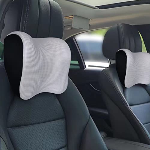 Ultra Soft Car Headrest Pillow, Car Pillow for Driving with Adjustable Strap, 100% Memory Foam Neck Cushion, Breathable Removable Cover & Ergonomic Design - Car Neck Pillow(Moonlight-Silver, 1PC) - color: Silver
