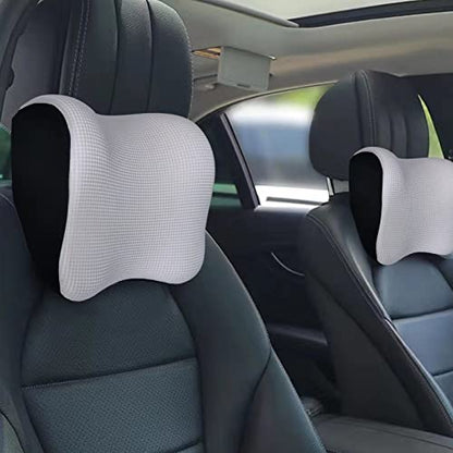 Ultra Soft Car Headrest Pillow, Car Pillow for Driving with Adjustable Strap, 100% Memory Foam Neck Cushion, Breathable Removable Cover & Ergonomic Design - Car Neck Pillow(Moonlight-Silver, 1PC) - color: Silver