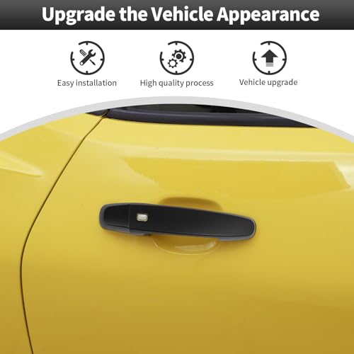 CheroCar Compatible with Camaro Exterior Door Handle Cover Handle Trim Decor Exterior, Mirror Shell Accessories Compatible with 2016-2025 Chevrolet Camaro, Black