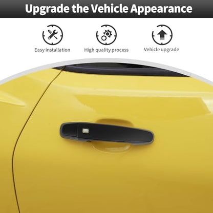 CheroCar Compatible with Camaro Exterior Door Handle Cover Handle Trim Decor Exterior, Mirror Shell Accessories Compatible with 2016-2025 Chevrolet Camaro, Black