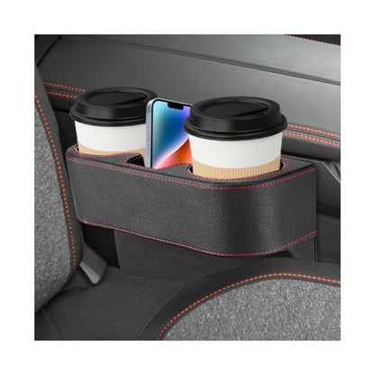 Car Seat Gap Filler Organizer, Multifunctional Auto Console Side Storage Box with Cup Holder, Universal PU Leather Cup Holder Front Seat Crevice Filler for Car Truck SUV (Black) - color: Black