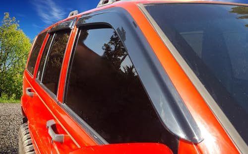 Window Visor Compatible with 1993-1998 Jeep Grand Cherokee, Slim Style Acrylic Smoke Tinted & Semi-Transparent Sun Rain Shade Guard Wind Vent Air Deflector by IKON MOTORSPORTS, 1994 1995 1996 1997