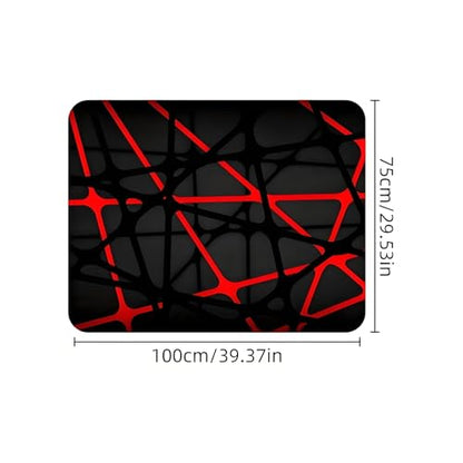 Universal Car Trunk Mat 29" x 39", Black and Red Lines All Weather Trunk Protection Cargo Liner,Durable Cargo Mat Rear Trunk Liner, Stylish Vehicle Interior Accessories Suitable for Most Car Models - color: Black and Red Lines