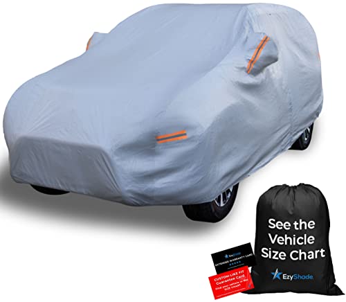 EzyShade 10-Layer SUV Car Cover Waterproof All Weather. See Vehicle Size-Chart for Accurate Fit. Outdoor Full Exterior Covers for Automobiles Heavy Duty Tarp Jeep Rav4 CRV. Size S4 (See SizeChart) - color: Reflective, size: S4 - See Vehicle Size Chart