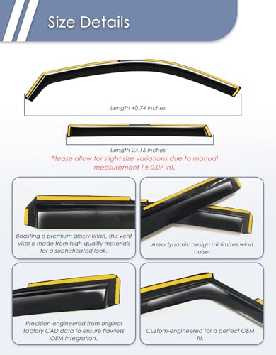 in-Channel Window Rain Guard for Fit for Hyundai Palisade 2020 2021 2022 2023 2024 2025 Rain Guards Side Window Visors Low Profile Vent Visor Window Deflectors Vent Shades Car Accessories - size: 2020-2025 Hyundai Palisade