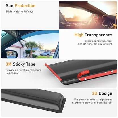 Shatterproof Taped-On Window Deflectors for Toyota Tundra Crew Max 2014-2021, Rain Guards, Window Visors for Car, Vent Deflector, 4pcs - size: For 2014-2021 Tundra CrewMax