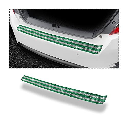 AICEL Car Rear Bumper Protector, Anti-Scratch Trunk Door Entry Guards, Bling Crystal Anti-Collision Adhesive Sticker, Universal Auto Exterior Accessories for Most Cars, SUVs - color: Green/White