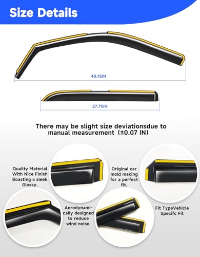 in-Channel Rain Guards Fit for 2009-2018 Dodge Ram 1500 / Ram 2500&3500 2010-2025 Crew Cab， Window Rain Guards Visors Vent Visors Window Deflector Vent Shades Car Accessories -4 pcs - size: For 2009-2018 Dodge RAM Crew Cab