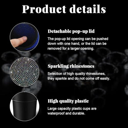 Yourkar Bling Car Trash Can with Lid, Sparkling Crystal Auto Garbage Can with Leak-Proof Lid, Multipurpose Waterproof Trash Bin for Automotive Home Office Kitchen Bedroom (Blue) - color: Blue