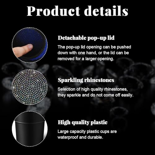 Yourkar Bling Car Trash Can with Lid, Sparkling Crystal Auto Garbage Can with Leak-Proof Lid, Multipurpose Waterproof Trash Bin for Automotive Home Office Kitchen Bedroom (Pink) - color: Pink