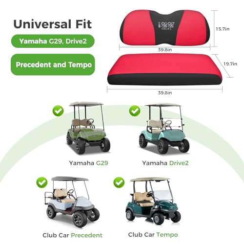 10L0L Golf Cart Seat Covers for Yamaha G29 Drive2 Club Car Precedent Tempo, Breathable Mesh Bench Seat Cover, No Drilling Front Seat Cushion, All-Season Comfort Gray Black - color: Red and Black