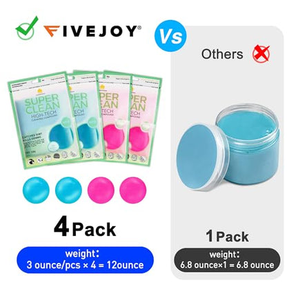 FiveJoy Car Cleaning Gels, 4-Pack Universal Auto Detailing Tools Car Interior Cleaner Putty, Dust Cleaning Mud for PC Tablet Laptop Keyboard, Camera, Printers, Calculator - 320g (2.8oz/pcs) - color: Blue,Pink
